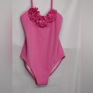 Janie & jack Pink Ruffled Swimsuit size 16 girls pre owned Exellent condition